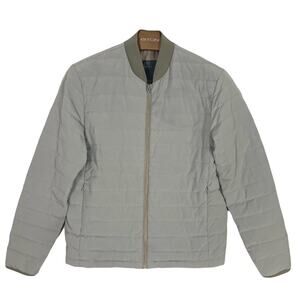 NWOT ZARA Man Down Puffer Jacket L Quilted Grey 3-Pocket Zip Light